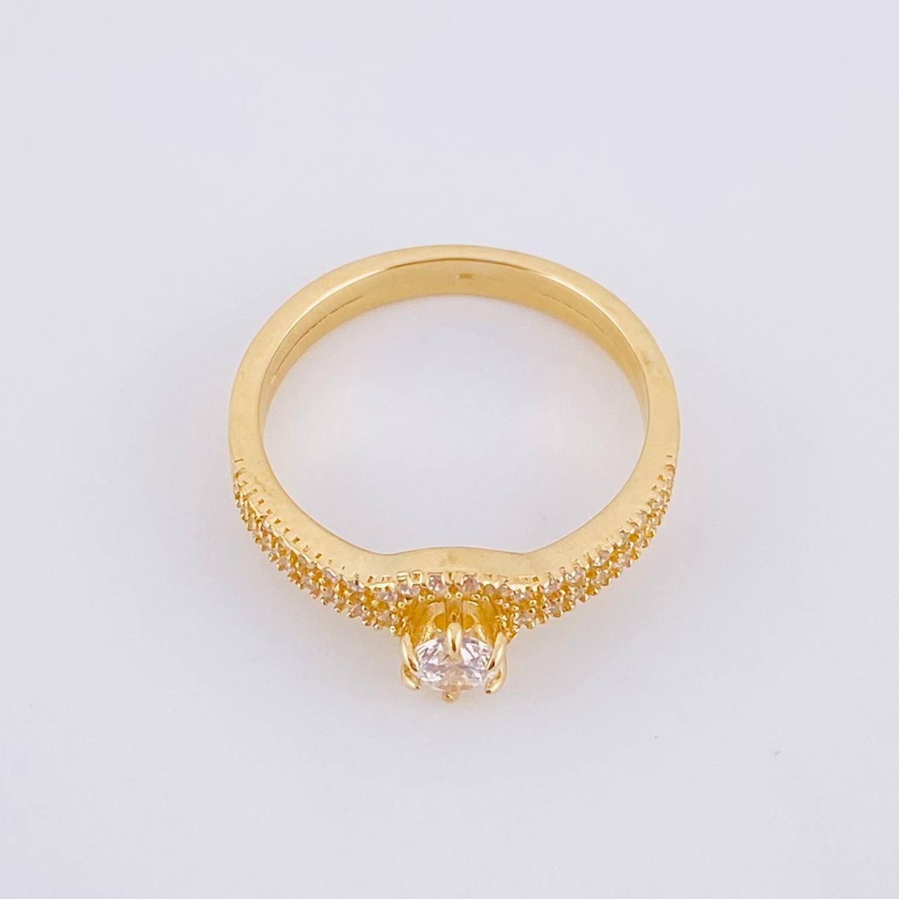 Anillo Solitario Doble Carril 3.6g / T7 1/2 Oro Amarillo 18K