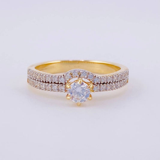 Anillo Solitario Doble Carril 3.4g / T6 1/4 Oro Amarillo 18K