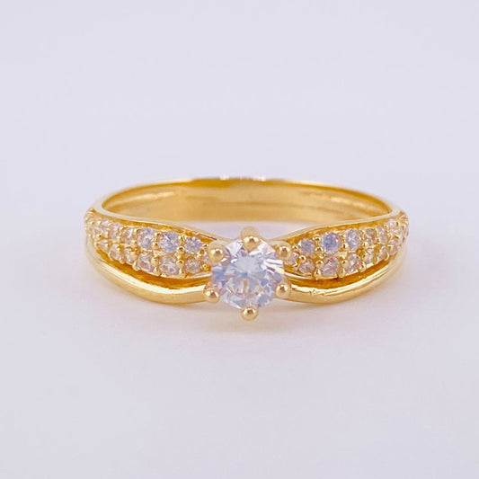 Anillo Solitario Doble Linea 2.5g / T5 Oro Amarillo 18K