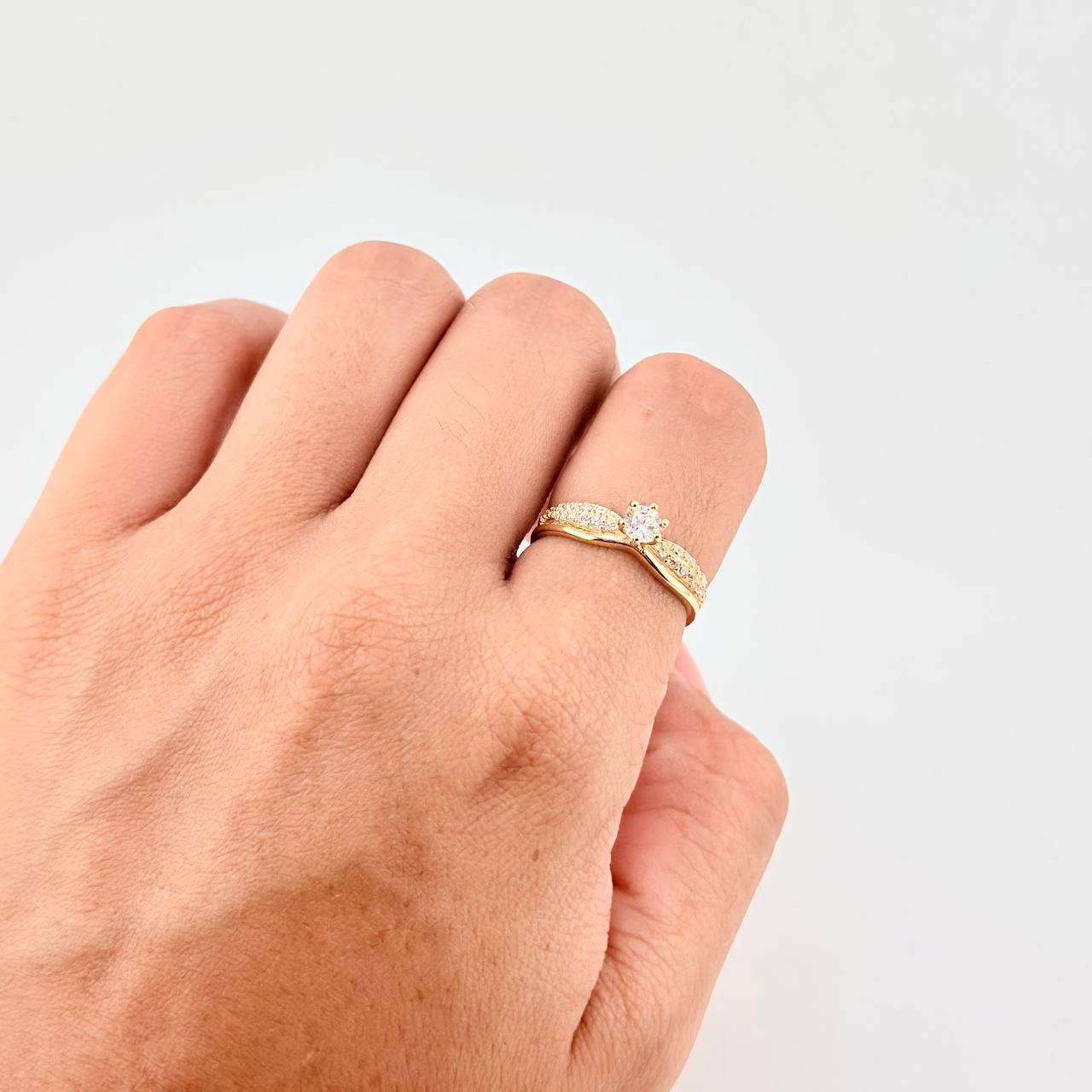 Anillo Solitario Doble Linea 2.65g / T6 1/4 Oro Amarillo 18K