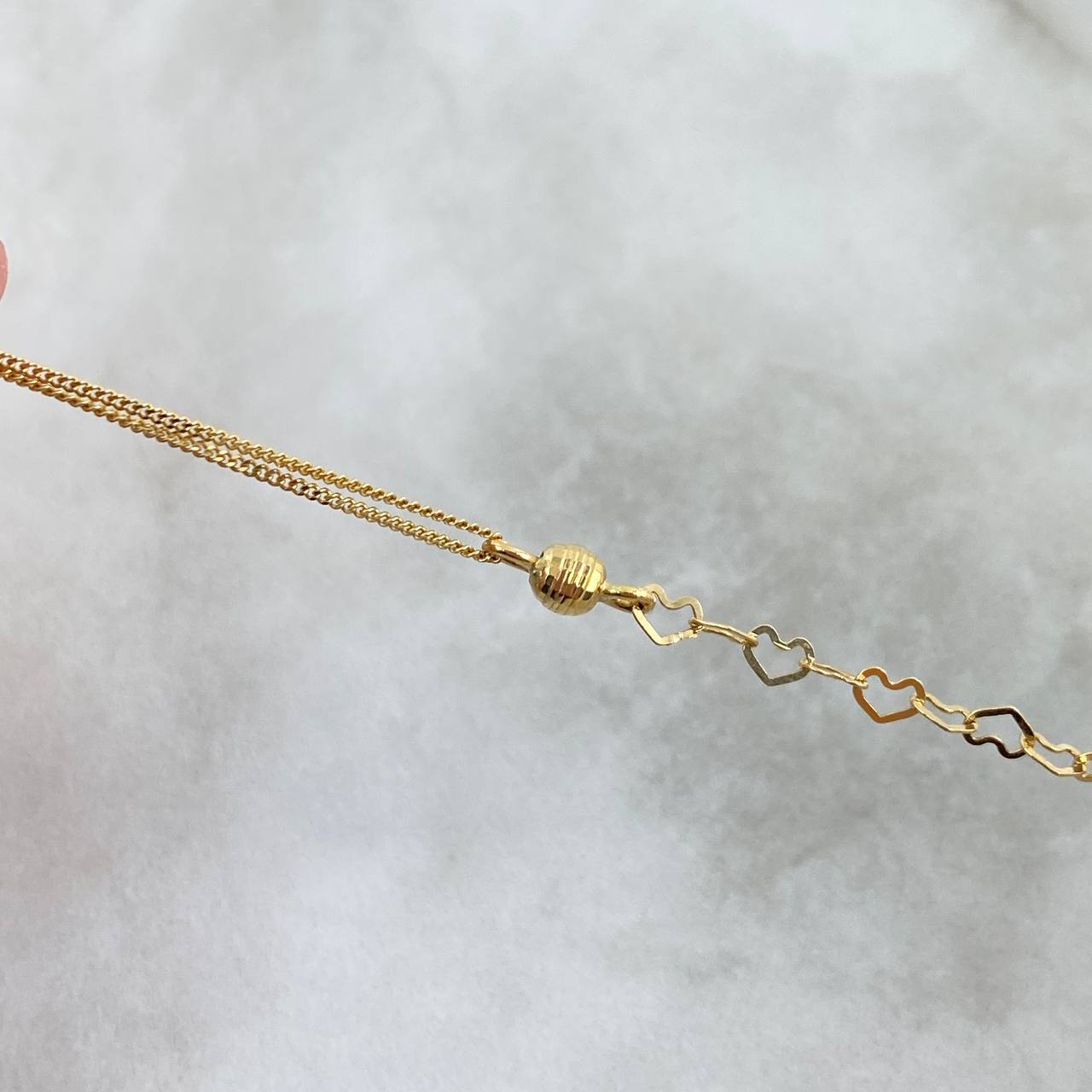 Cuban Links Bracelet Tibetan 2.85gr / 19cm / Yellow Gold Hearts +4 ©