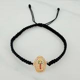 Pulsera Tejida Negra Virgen de Guadalupe 1.2gr / Oro Amarillo 18K &