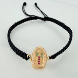 Black Woven Bracelet Virgin of Guadalupe 1.1gr / 18K Yellow Gold &