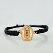Black Woven Bracelet Virgin of Guadalupe 1.1gr / 18K Yellow Gold &