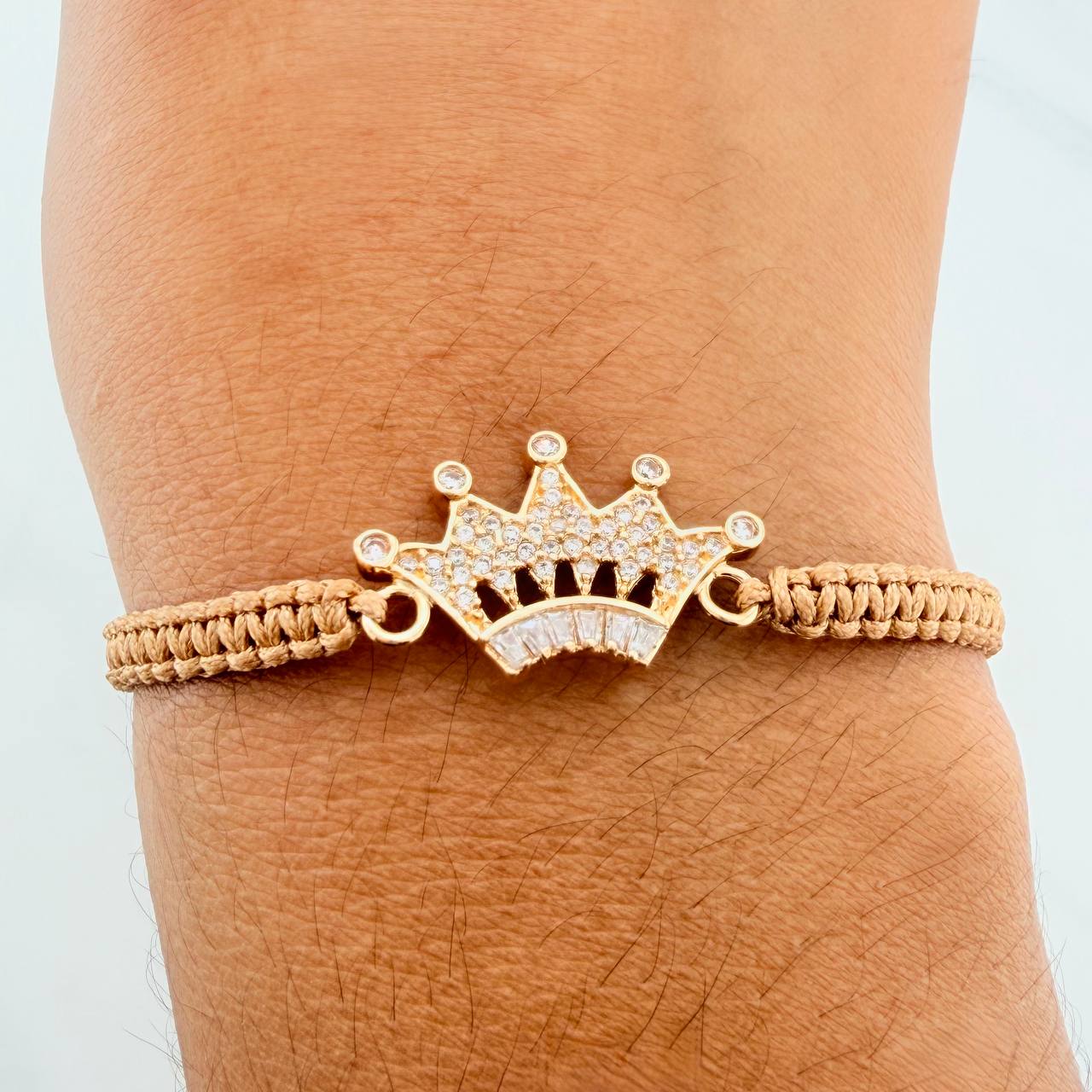 Pulsera Tejida Caqui Corona 1.7gr / Oro Amarillo 18K &