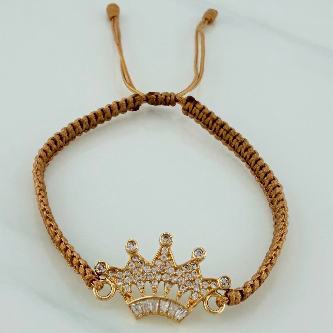 Pulsera Tejida Caqui Corona 1.7gr / Oro Amarillo 18K &