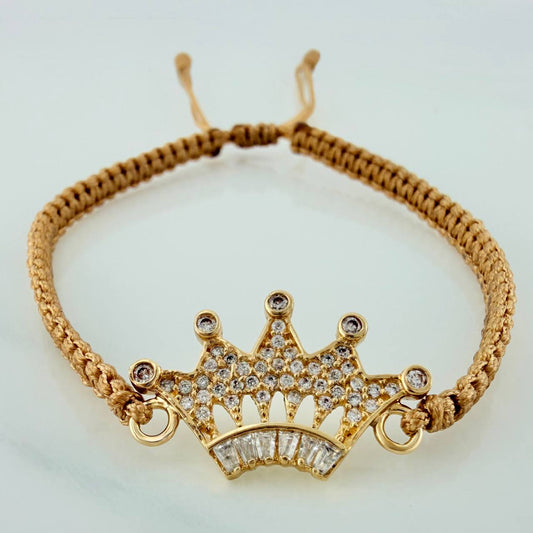 Pulsera Tejida Caqui Corona 1.7gr / Oro Amarillo 18K &