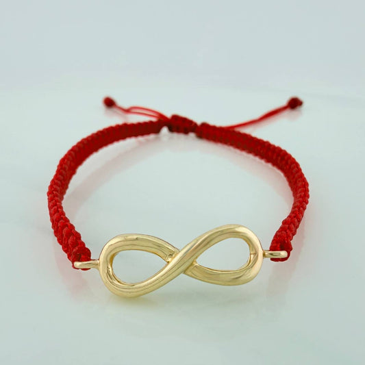 Pulsera Tejida Roja Infinito 1.15gr / Oro Amarillo 18K &