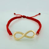 Red Woven Bracelet Infinity 1.15gr / 18K Yellow Gold &