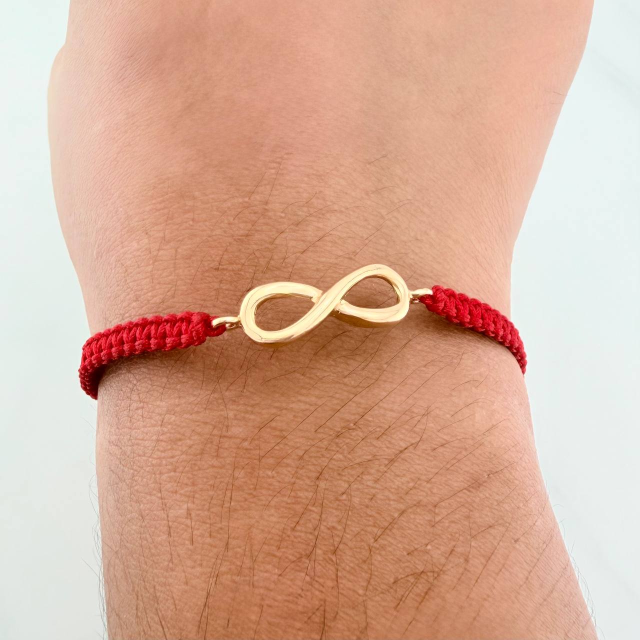 Red Woven Bracelet Infinity 1.15gr / 18K Yellow Gold &