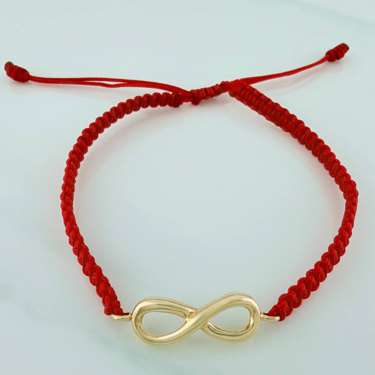 Red Woven Bracelet Infinity 1.15gr / 18K Yellow Gold &