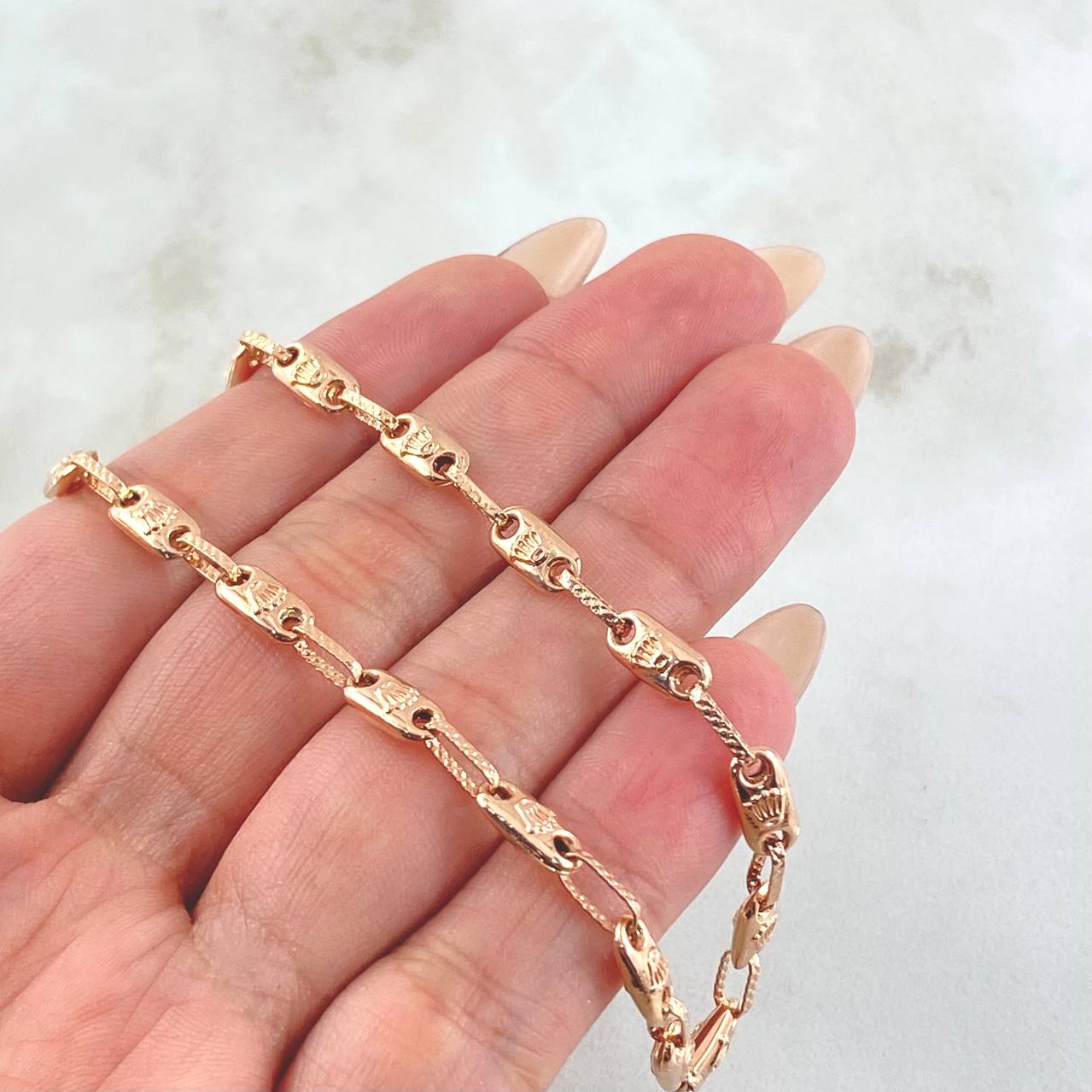 Cadena Rustica Corona 9.55gr / 19 3/4 in / Oro Rosa 18K