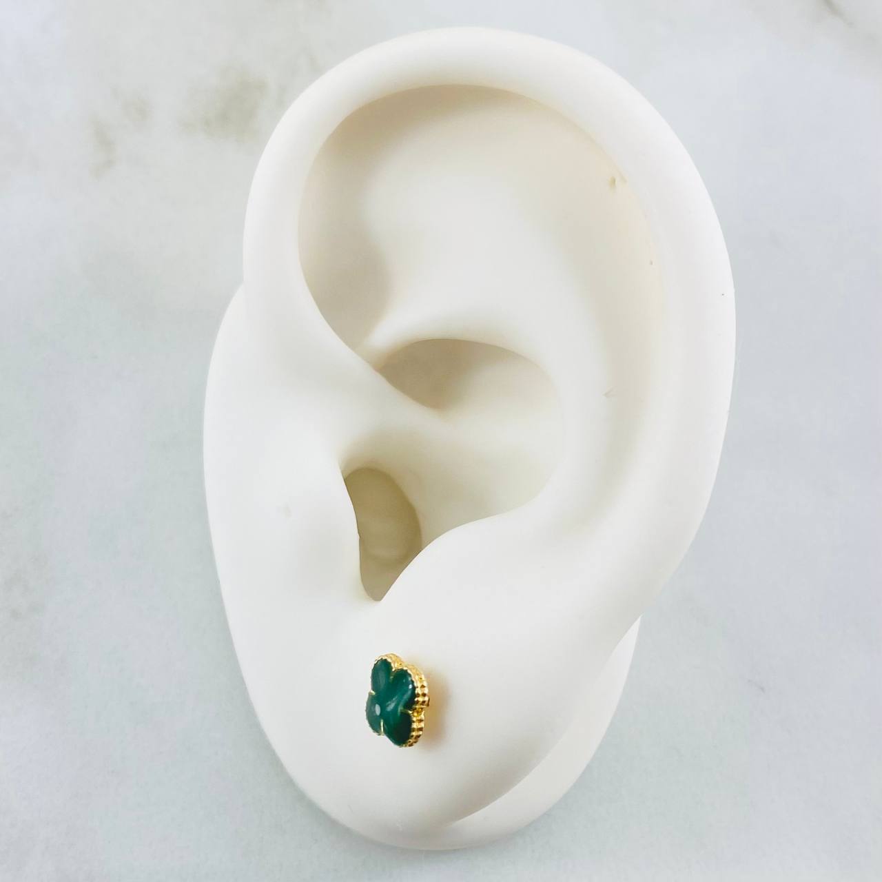 Clover Stud Earrings Green 0.9gr / 18K Gold