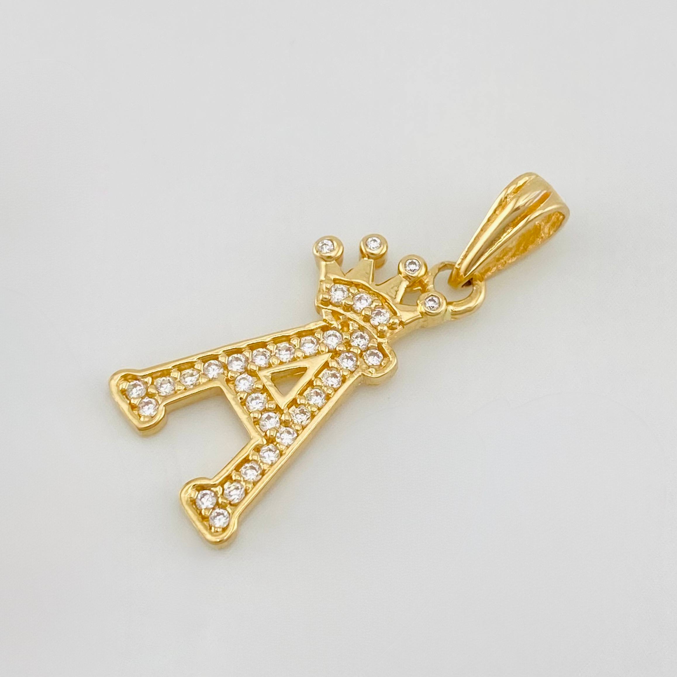Dije Corona Letra A 1.3 g / 1 in Oro Amarillo 18K