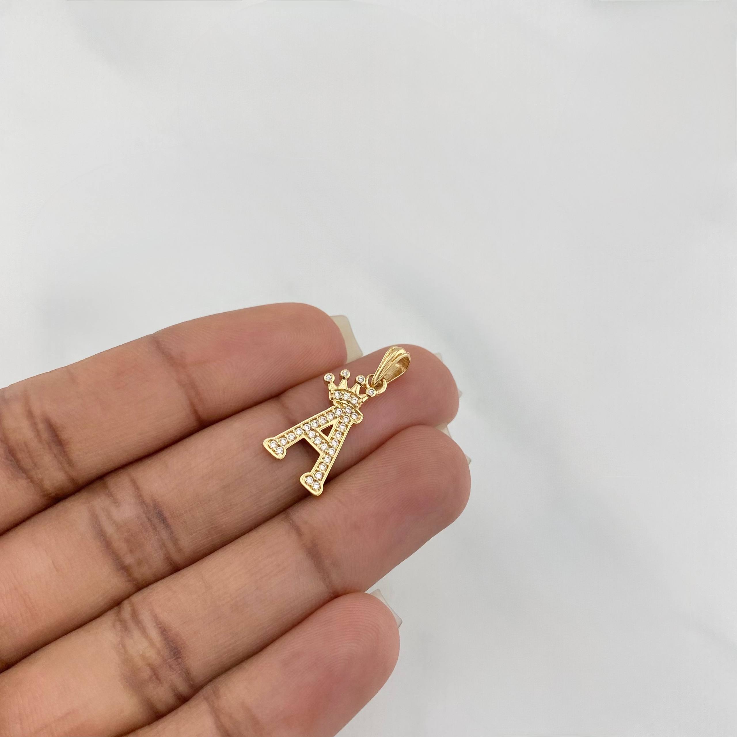 Dije Corona Letra A 1.3 g / 1 in Oro Amarillo 18K