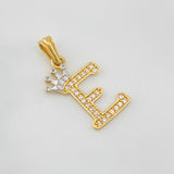 Pendant Crown Letter E 1.25 g / 1 in Two Yellow White Gold 18K