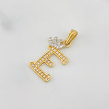 Pendant Crown Letter E 1.25 g / 1 in Two Yellow White Gold 18K