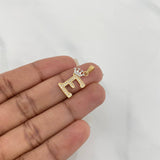 Pendant Crown Letter E 1.25 g / 1 in Two Yellow White Gold 18K