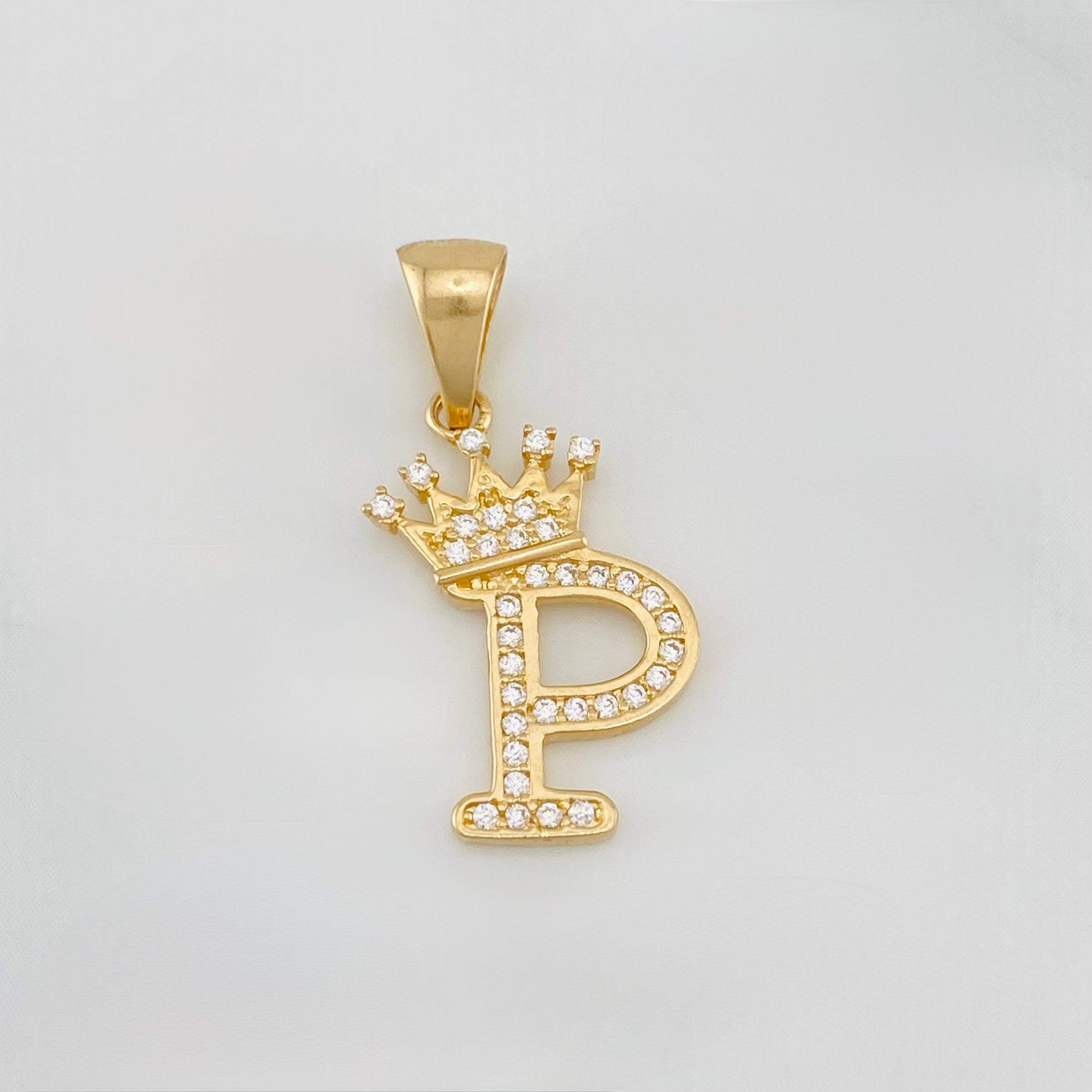 Pendant Crown Letter P 1.55 g / 1 in Yellow Gold 18K