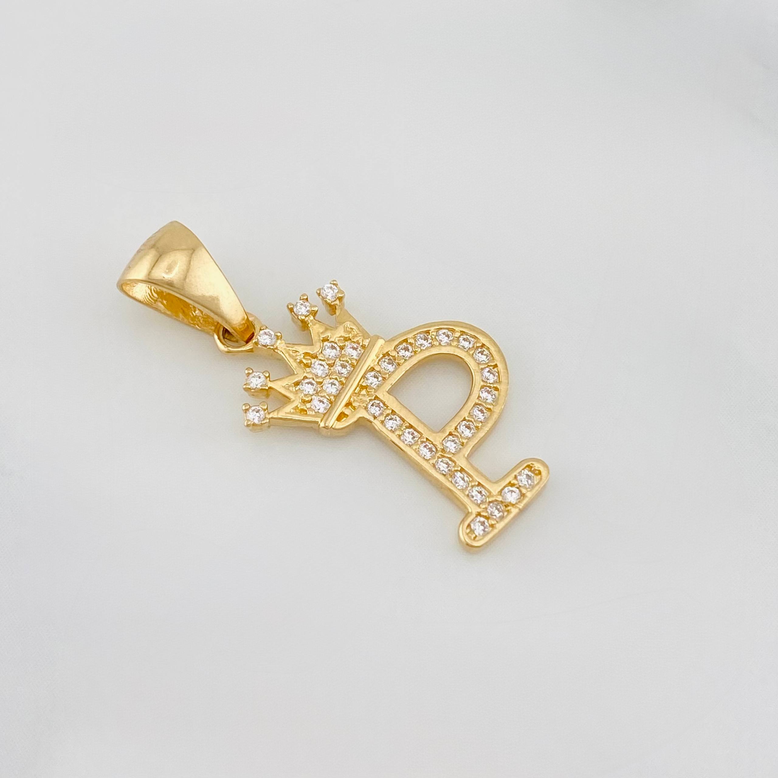 Pendant Crown Letter P 1.55 g / 1 in Yellow Gold 18K