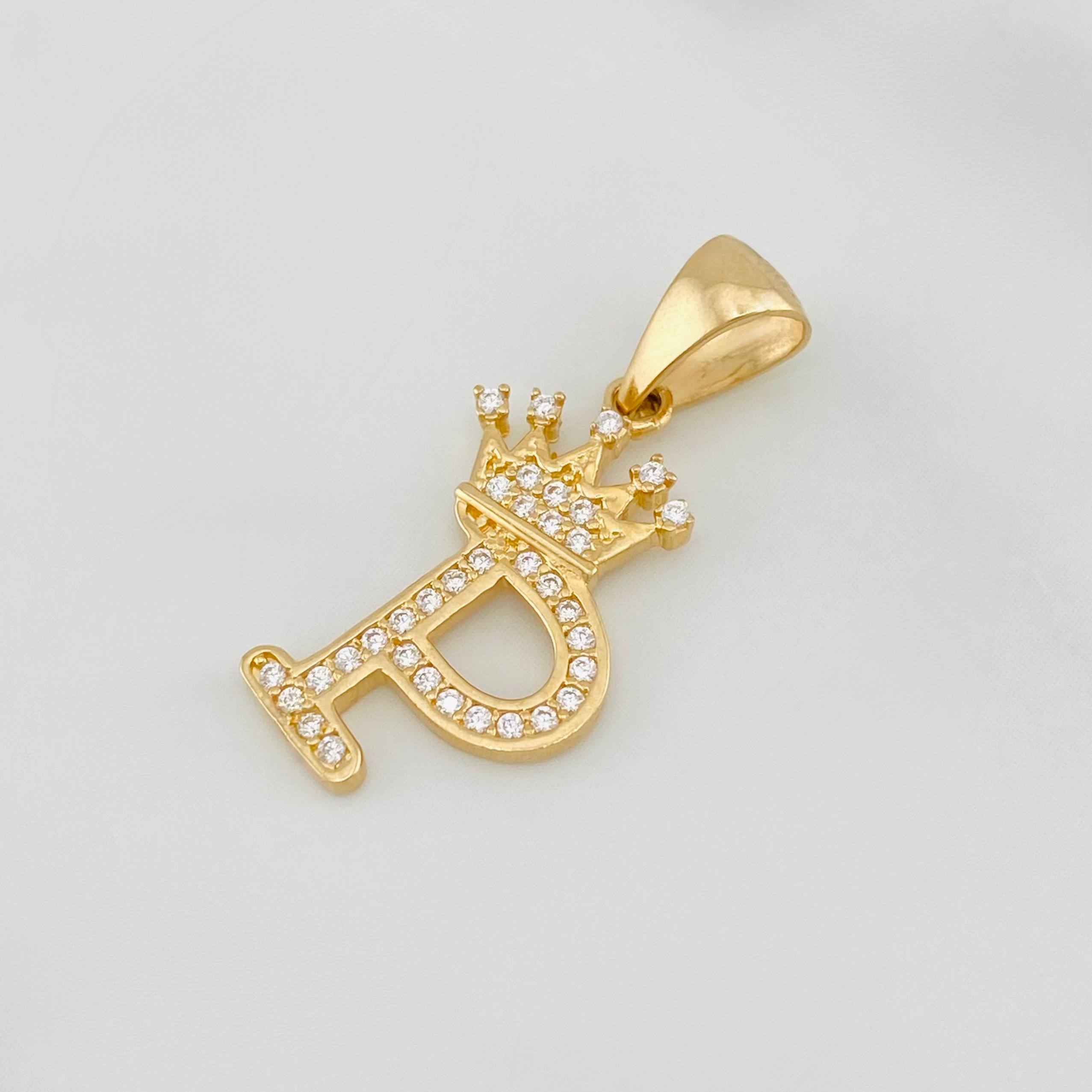 Pendant Crown Letter P 1.55 g / 1 in Yellow Gold 18K