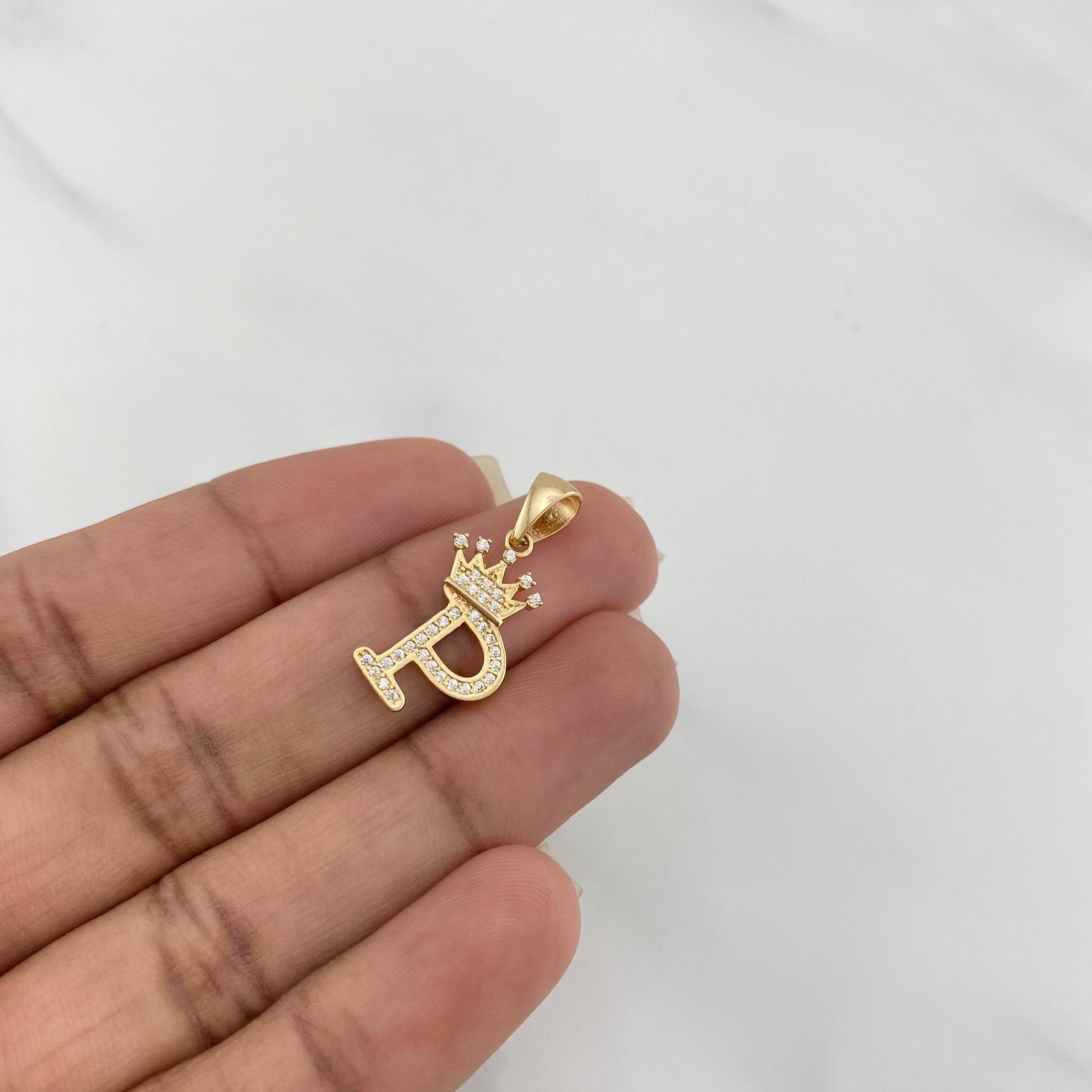 Pendant Crown Letter P 1.55 g / 1 in Yellow Gold 18K