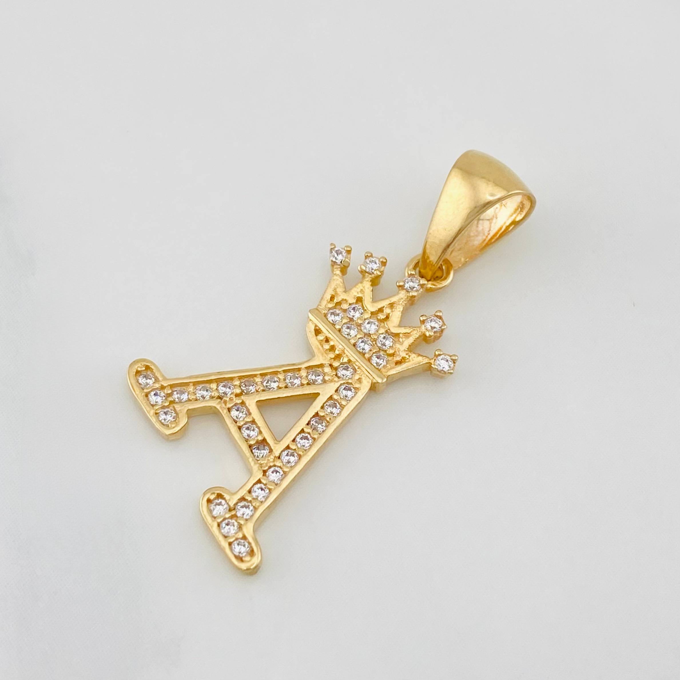 Dije Corona Letra A 1.6 g / 1 in Oro Amarillo 18K