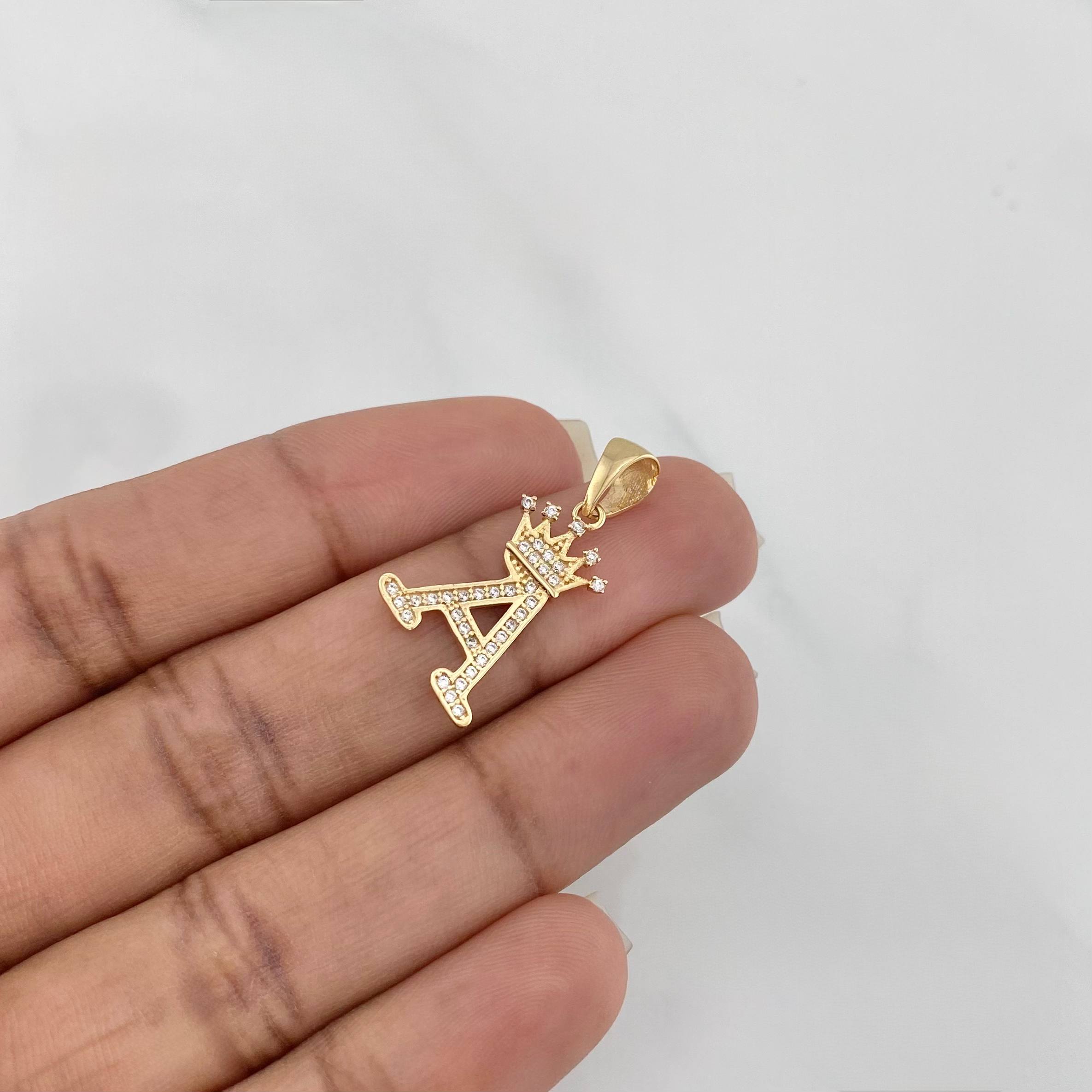 Dije Corona Letra A 1.6 g / 1 in Oro Amarillo 18K