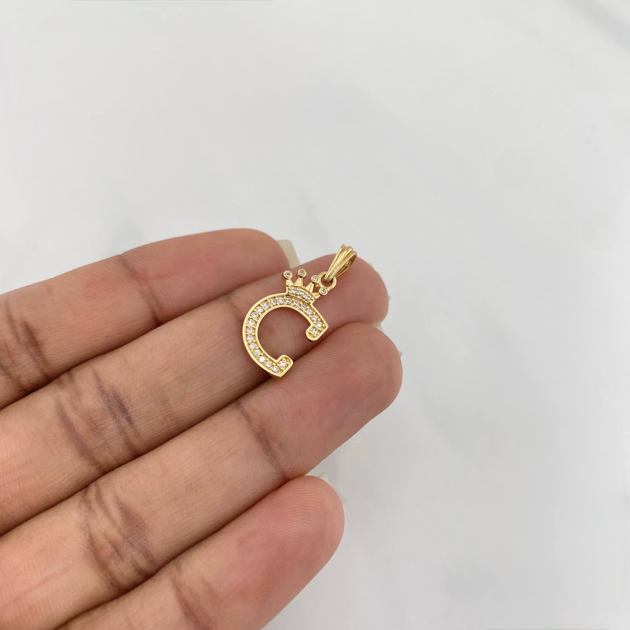 Dije Corona Letra C 1.3 g / 1 in Oro Amarillo 18K