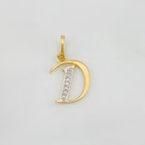 Dije Corona Letra D 0.8 g / 3/4 in Dos Oros Amarillo Blanco 18K