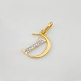 Dije Corona Letra D 0.8 g / 3/4 in Dos Oros Amarillo Blanco 18K