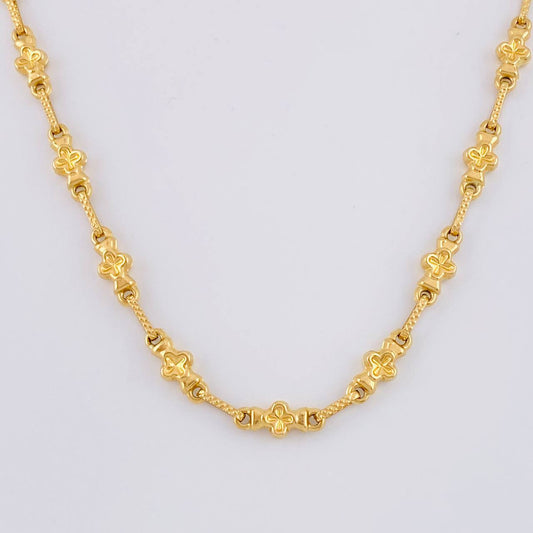 Cadena Rustica Trebol 11.2g / 24 in / 5mm Oro Amarillo 18K