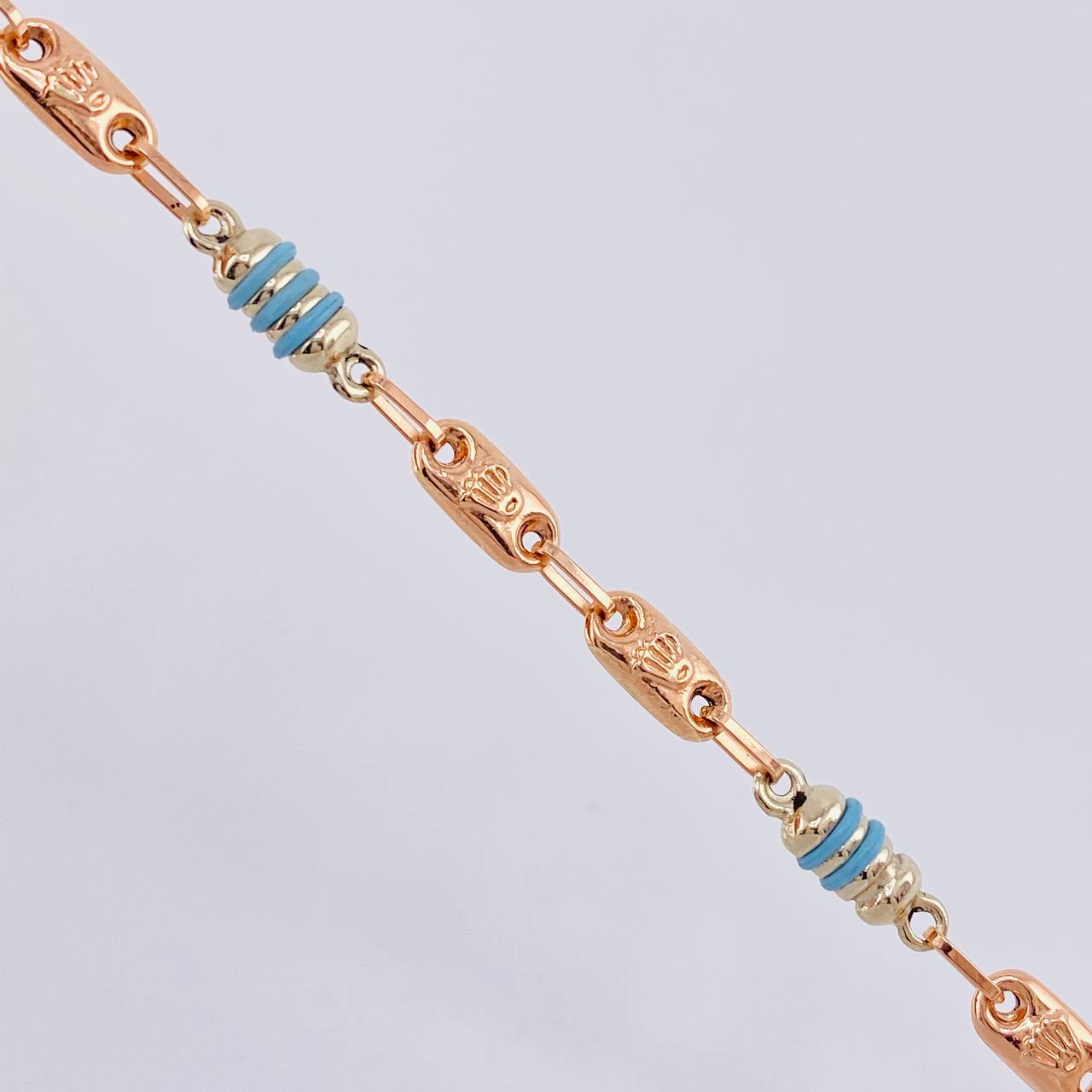 Rustic Bracelet Crown 3.45g / 7 1/2 in / 4.2mm Two-tone White Rose Gold 18K