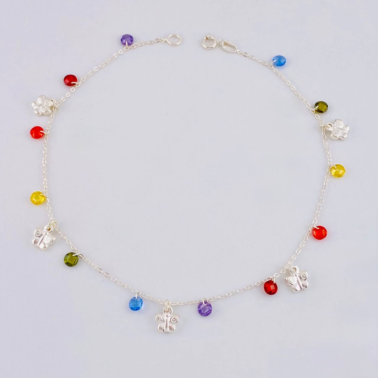 Tobillera Mariposas Colgantes 3.55g / 10 1/4 in / 1.2mm Plata 925