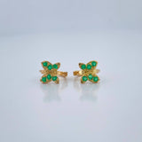 Candongas Mariposa Esmeraldas 1.6gr / 1/2 in / Oro Amarillo 18K %