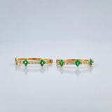 Candongas Trebol Mini Esmeraldas Diamantes 1.85gr / 3/4 in / Oro Amarillo 18K %