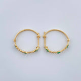 Candongas Trebol Mini Esmeraldas Diamantes 1.85gr / 3/4 in / Oro Amarillo 18K %