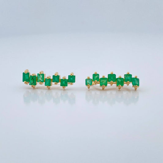 Topos Destello Rectangulos Esmeraldas 3.2gr / 7.5mm Oro Amarillo 18K %