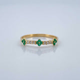 Anillo Trebol Mini Esmeraldas Diamantes 0.85gr / T6 1/2 / Oro Amarillo 18K %