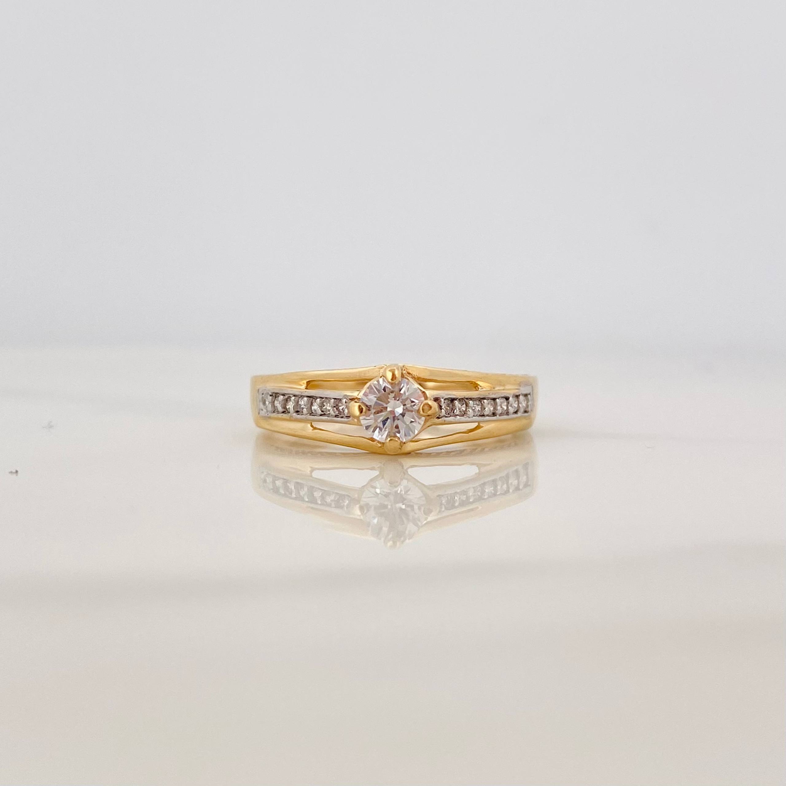 Solitaire Ring Bridge 2.35 g / T6 1/2 Two Yellow White Gold 18K