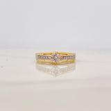 Solitaire Ring Bridge 2.35 g / T6 1/2 Two Yellow White Gold 18K