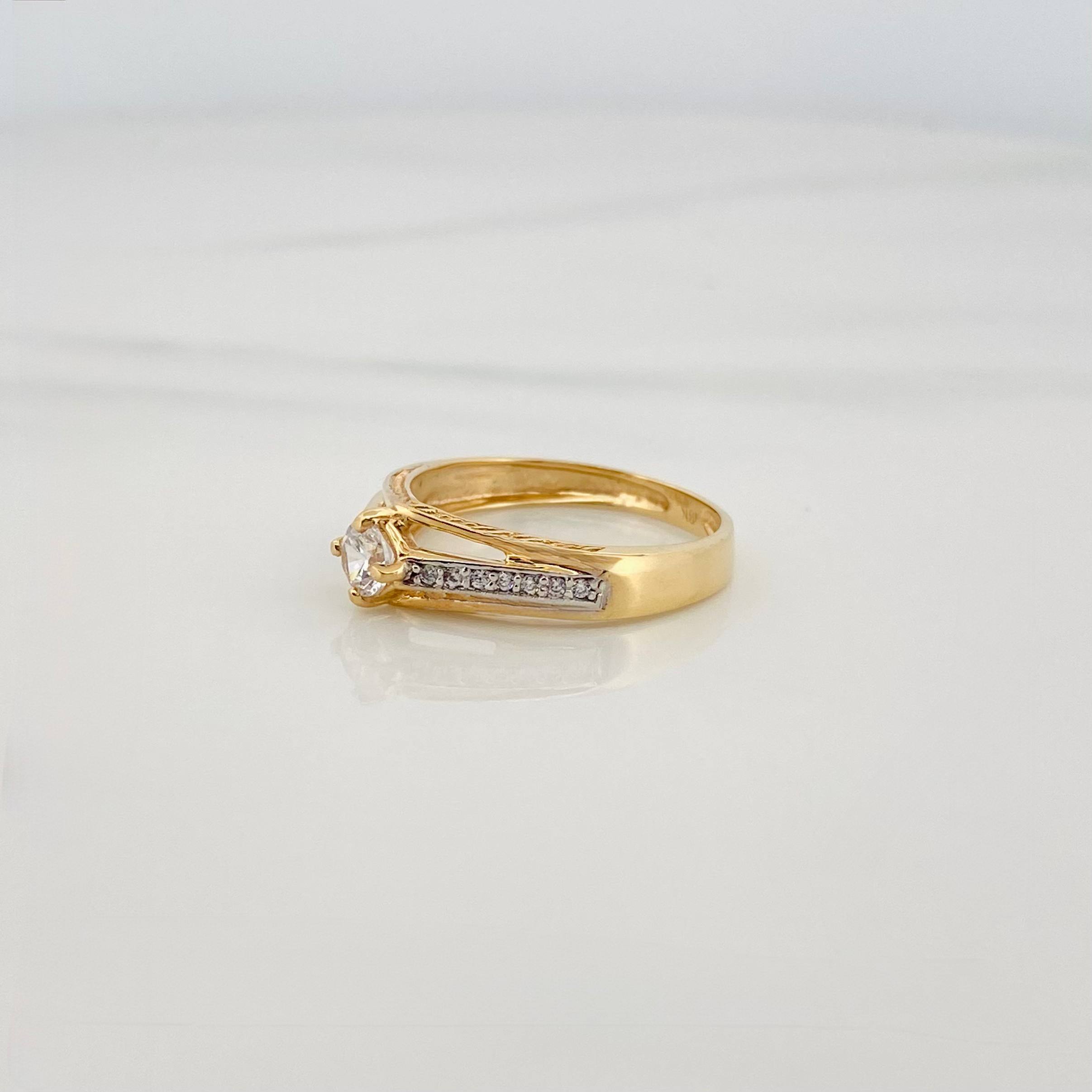 Solitaire Ring Bridge 2.35 g / T6 1/2 Two Yellow White Gold 18K