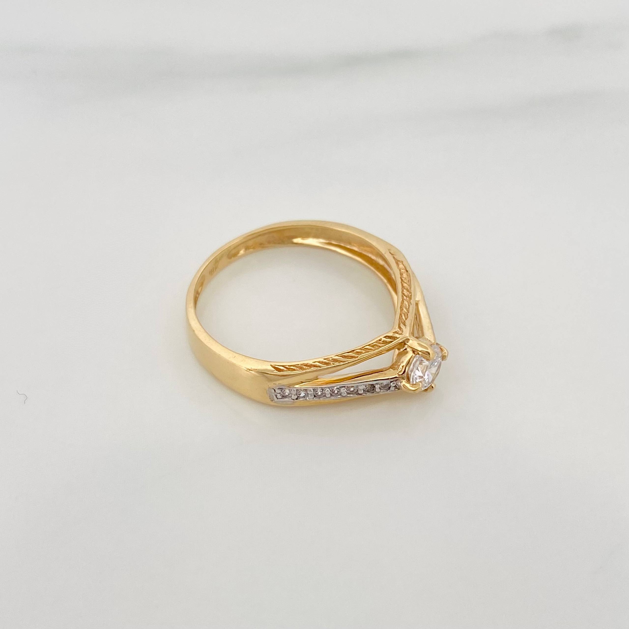 Solitaire Ring Bridge 2.35 g / T6 1/2 Two Yellow White Gold 18K