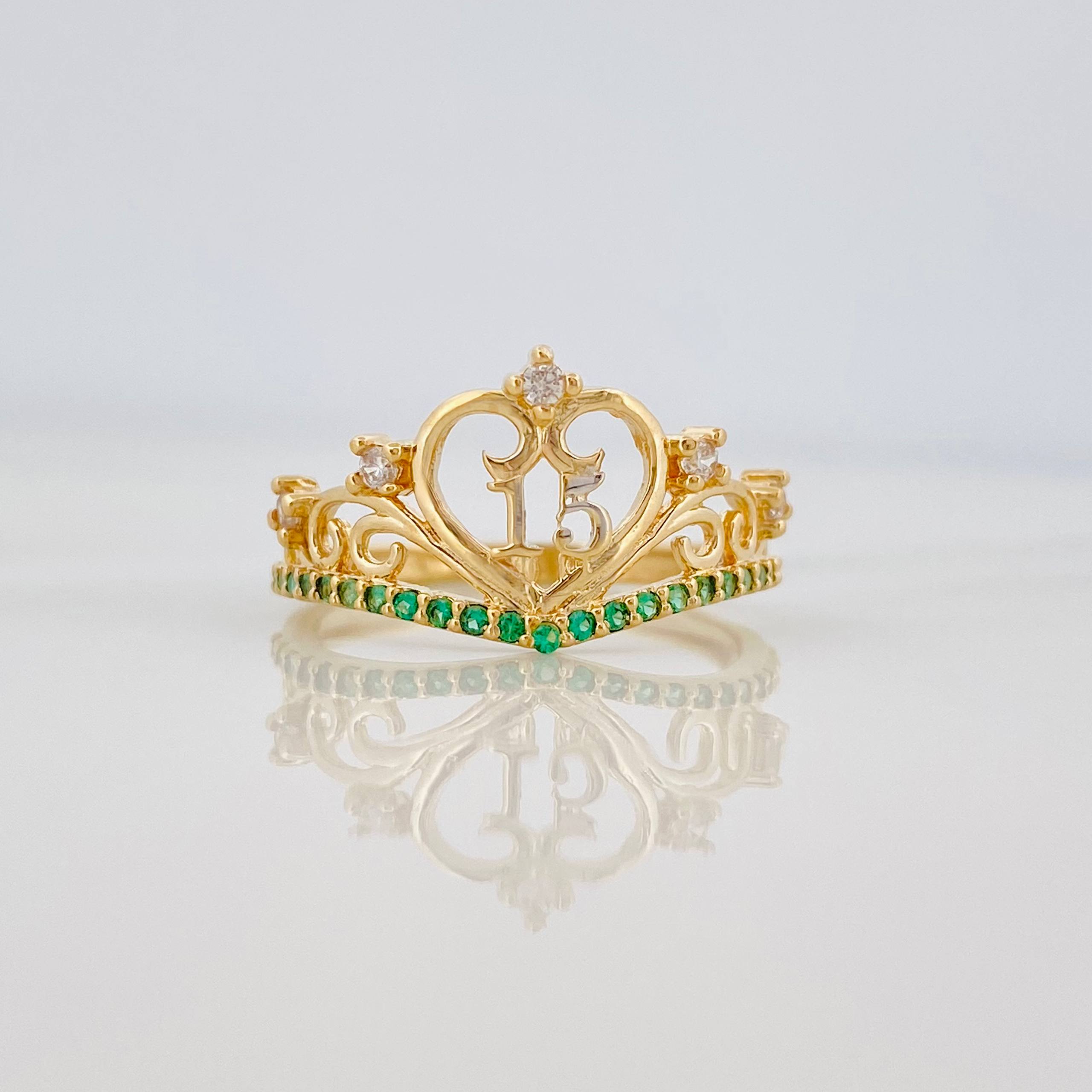 Anillo 15S Corazon 2.1 g / T5 3/4 Dos Oros Amarillo Blanco 18K