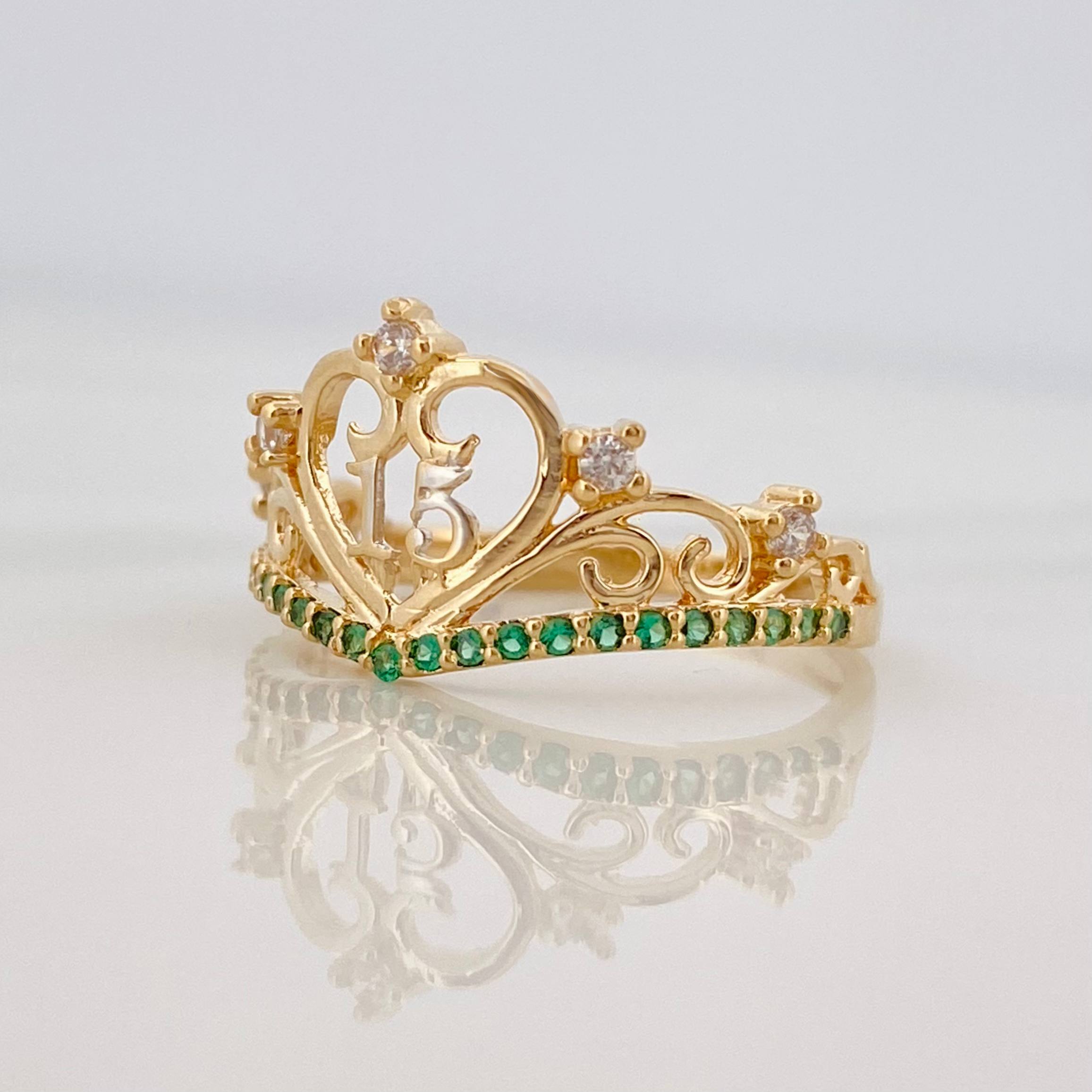 Anillo 15S Corazon 2.1 g / T5 3/4 Dos Oros Amarillo Blanco 18K