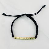 Pulsera Tejida Negro Tennis Oro Amarillo 18K
