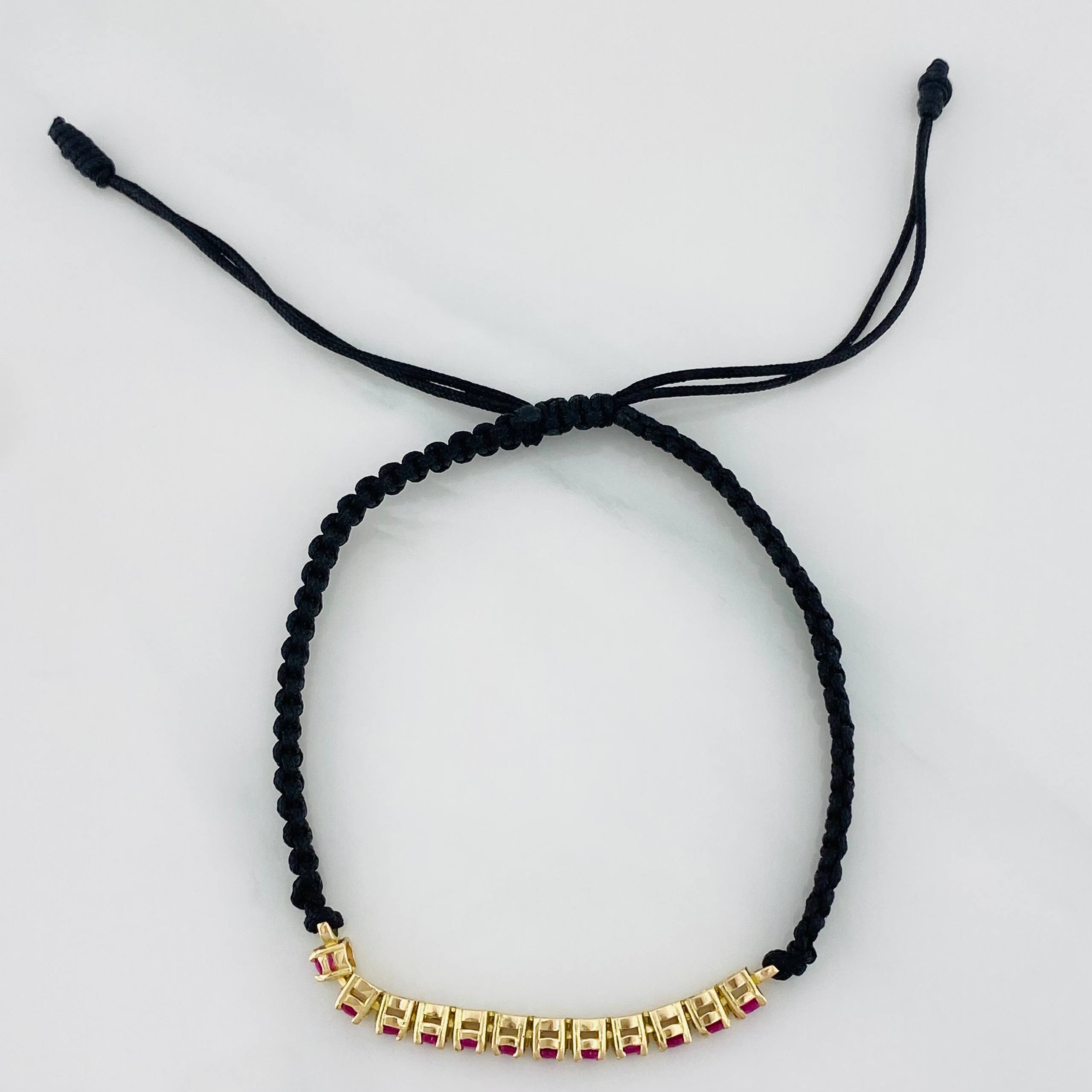 Black Woven Bracelet Yellow Gold 18K Tennis