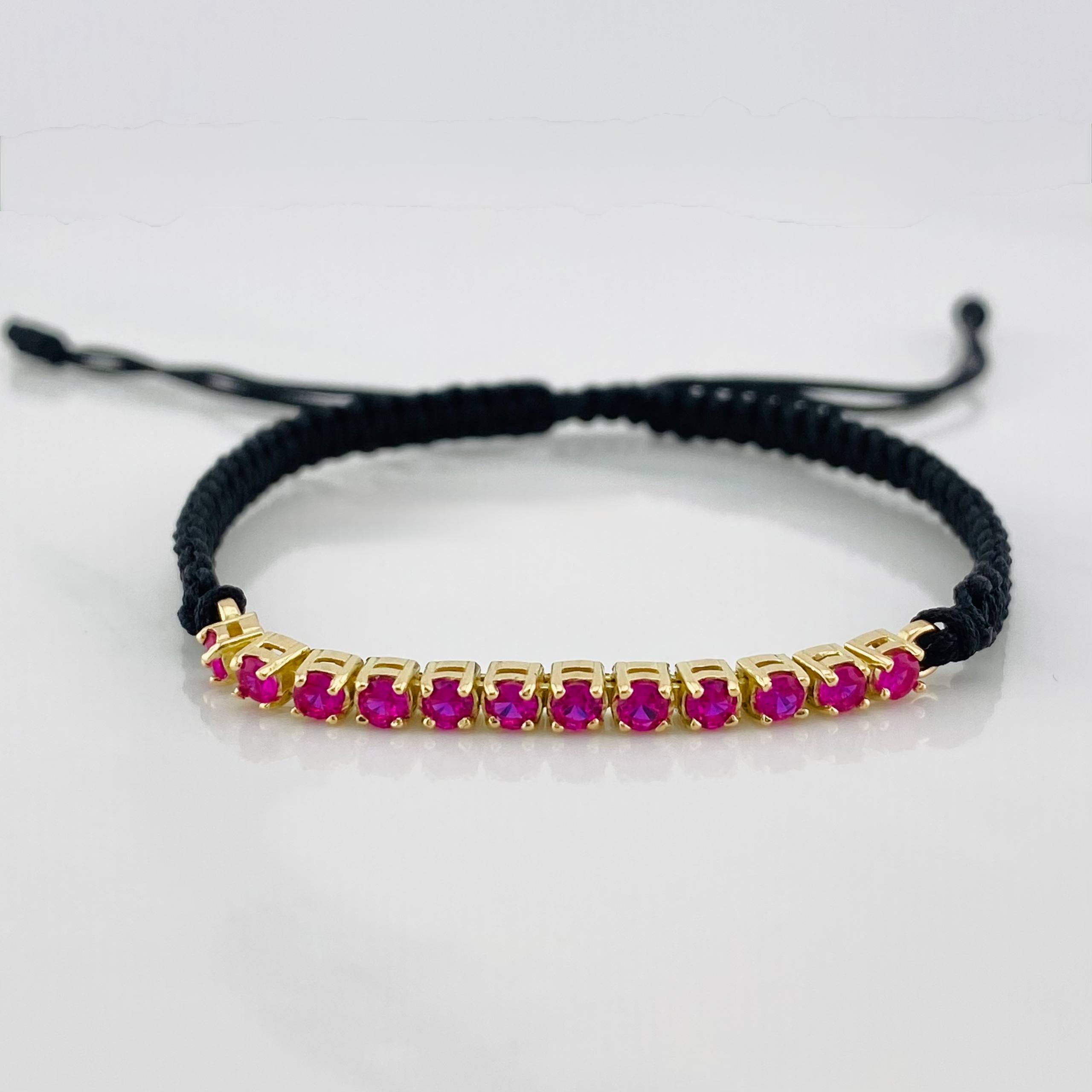 Black Woven Bracelet Yellow Gold 18K Tennis