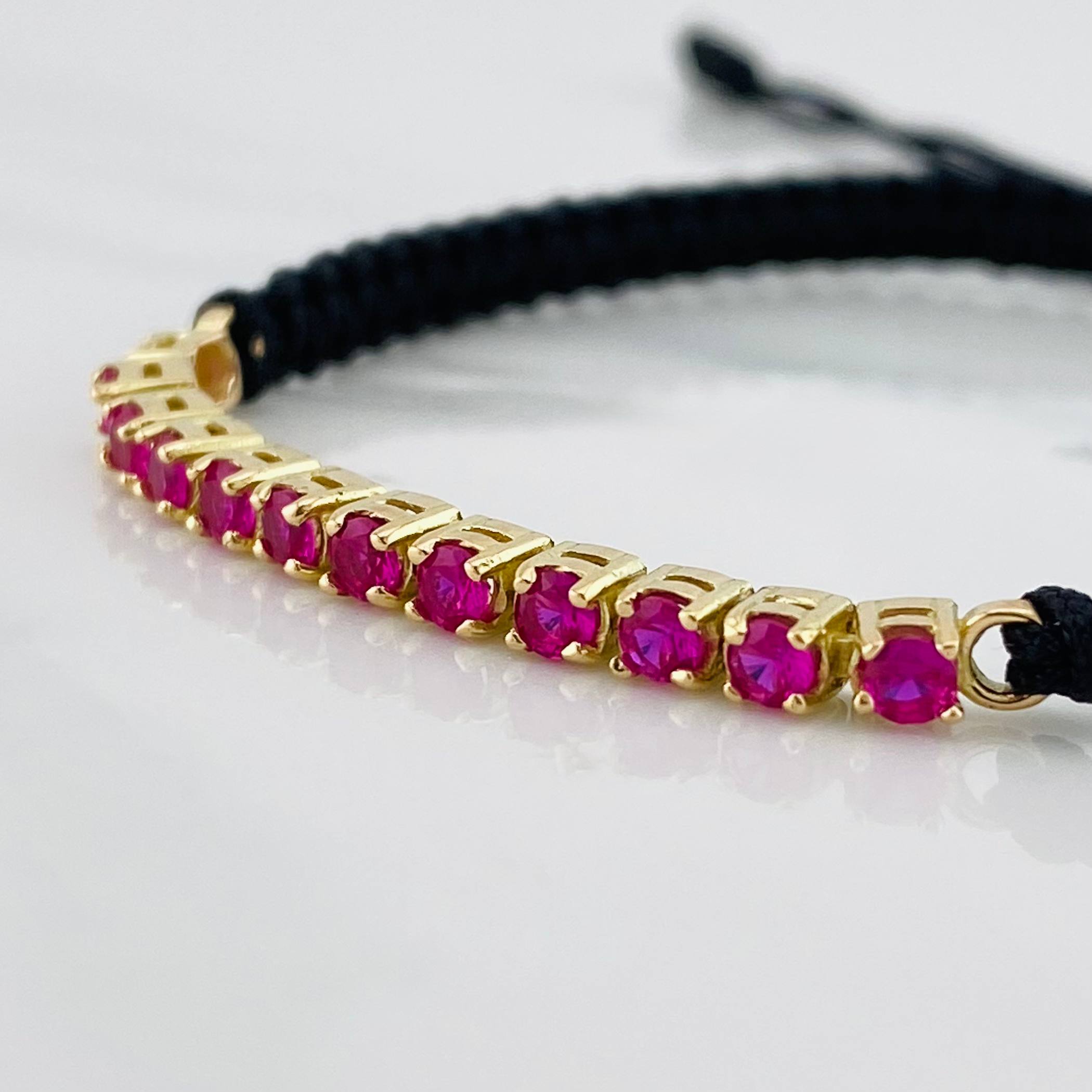 Black Woven Bracelet Yellow Gold 18K Tennis