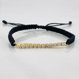 Pulsera Tejida Negro Tennis Oro Amarillo 18K